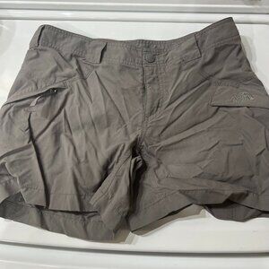 The North Face Shorts W 6 Hiking Stow Zip Pocket Gray Nylon Outdoor Adventure 4"